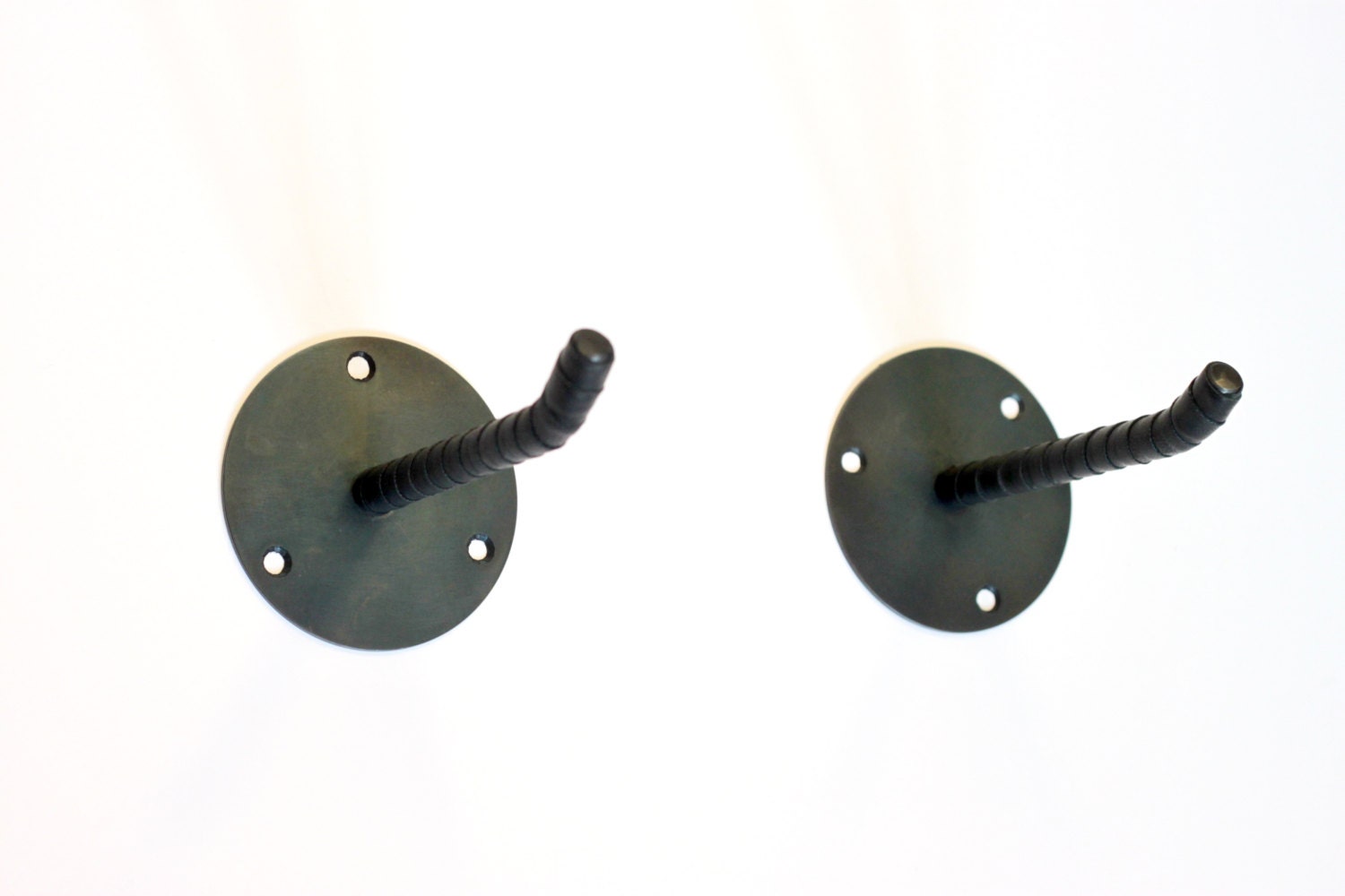 Bike hanger, Bicycle rack brackets, metal + leather