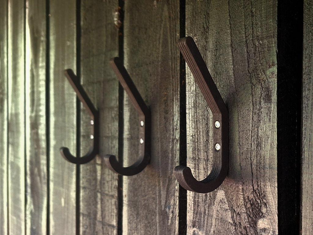 Set of 5 Small Birch Plywood Hooks: Natural Sauna or Nursery Hangers