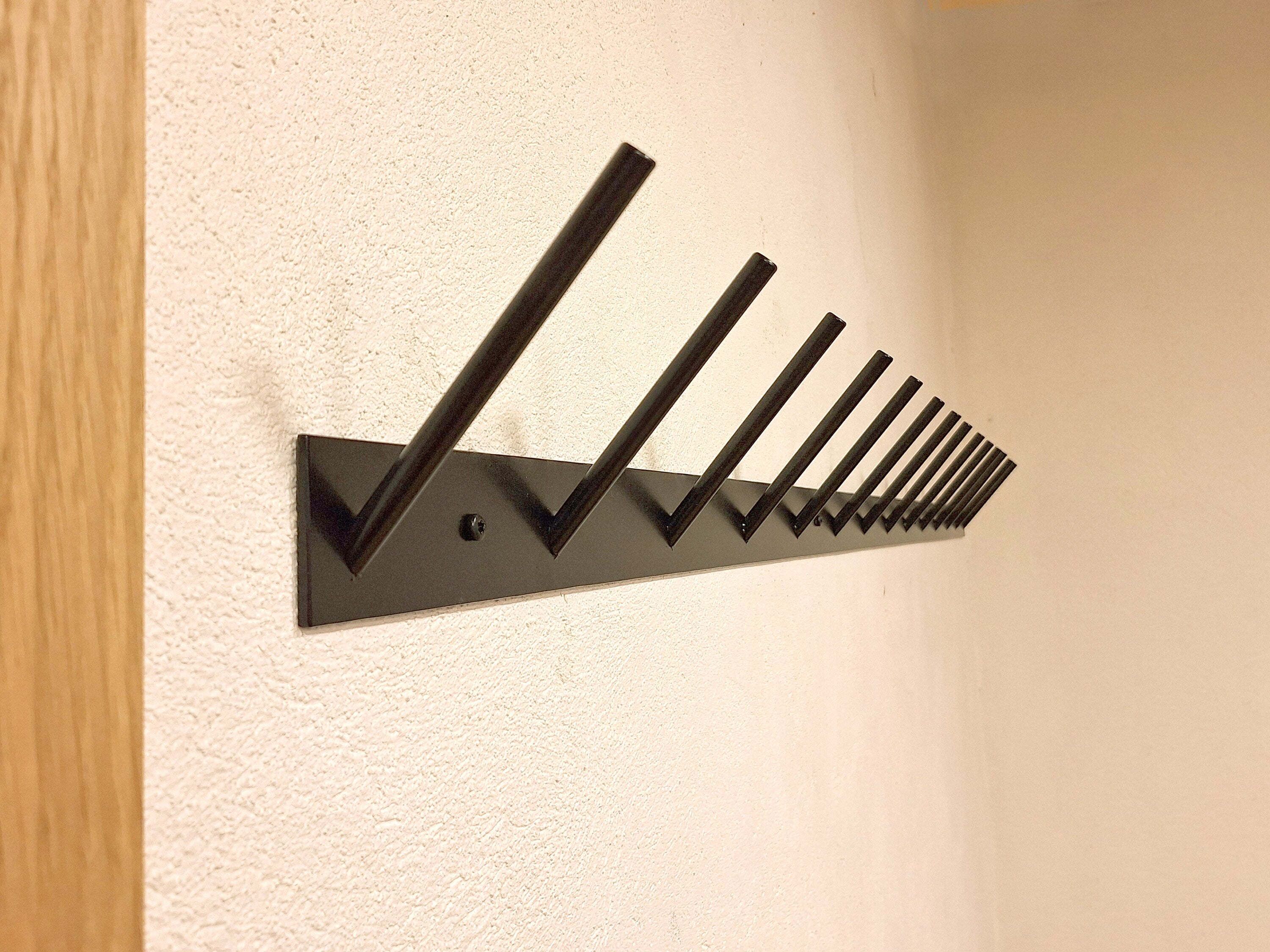 Black Metal Peg Rack: Wall Mounted Clothes and Bag Hanger