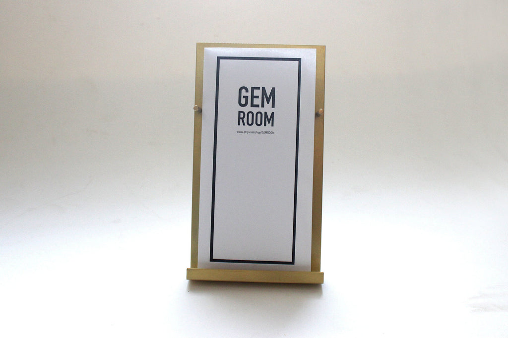 NEW Modern Brass Brochure Pamphlet Holder- minimalist brass metal Information stand, Brochures postcard display