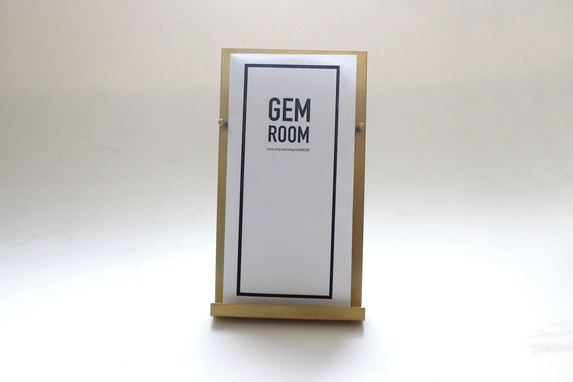 NEW Modern Brass Brochure Pamphlet Holder- minimalist brass metal Information stand, Brochures postcard display